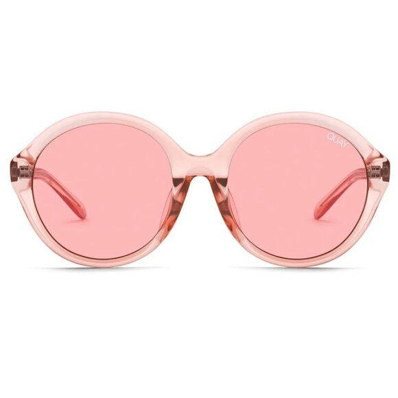 QUAY // ltd ed benefit cosmetics collaboration pink round retro-glam sunglasses main image 2